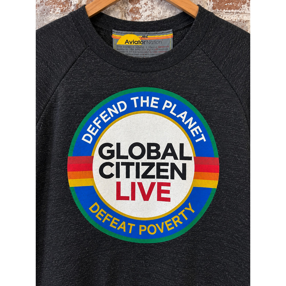 Aviator Nation Global Citizen Live Sweatshirt Charcoal Gray Large USA Unisex - Picture 3 of 11